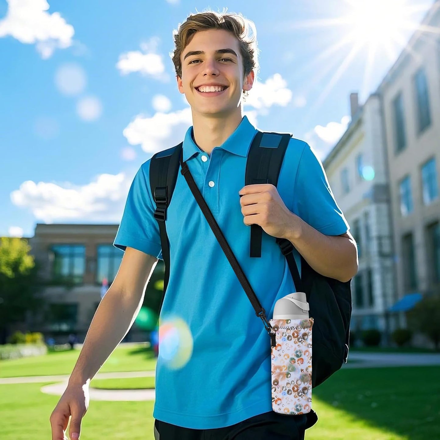 AUPET Water Bottle Bag Carrier,24oz/32oz Insulated Neoprene bottle Sling Holder Case Pouch Cover for 1000ML/750ML Bottles with Shoulder Strap for walking