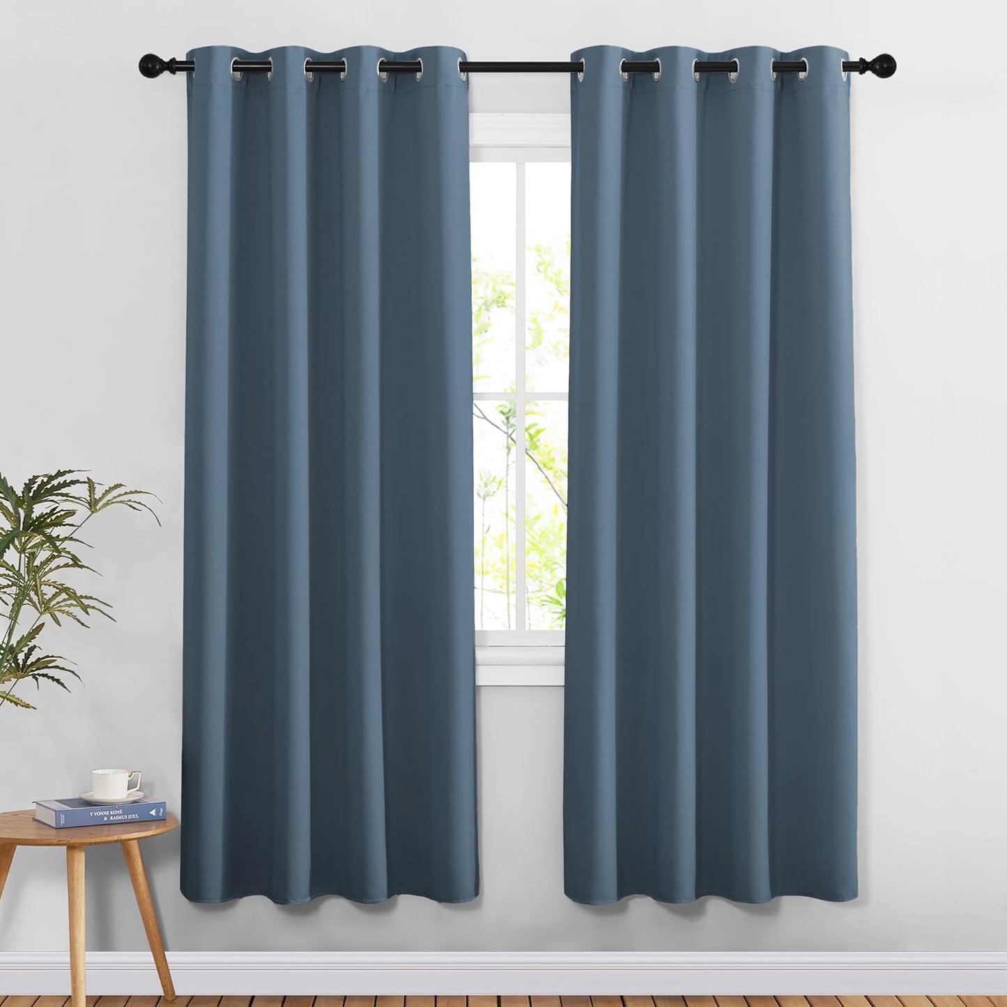 NICETOWN Smoky Blue Doorway Curtains 78 inches Long, Grommet Privacy Door Curtains Room Darkening Thermal Window Treatments for Bedroom/Living Room, 2 Panels, W52 x L78