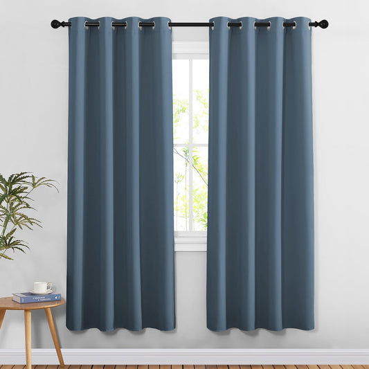 NICETOWN Smoky Blue Doorway Curtains 78 inches Long, Grommet Privacy Door Curtains Room Darkening Thermal Window Treatments for Bedroom/Living Room, 2 Panels, W52 x L78