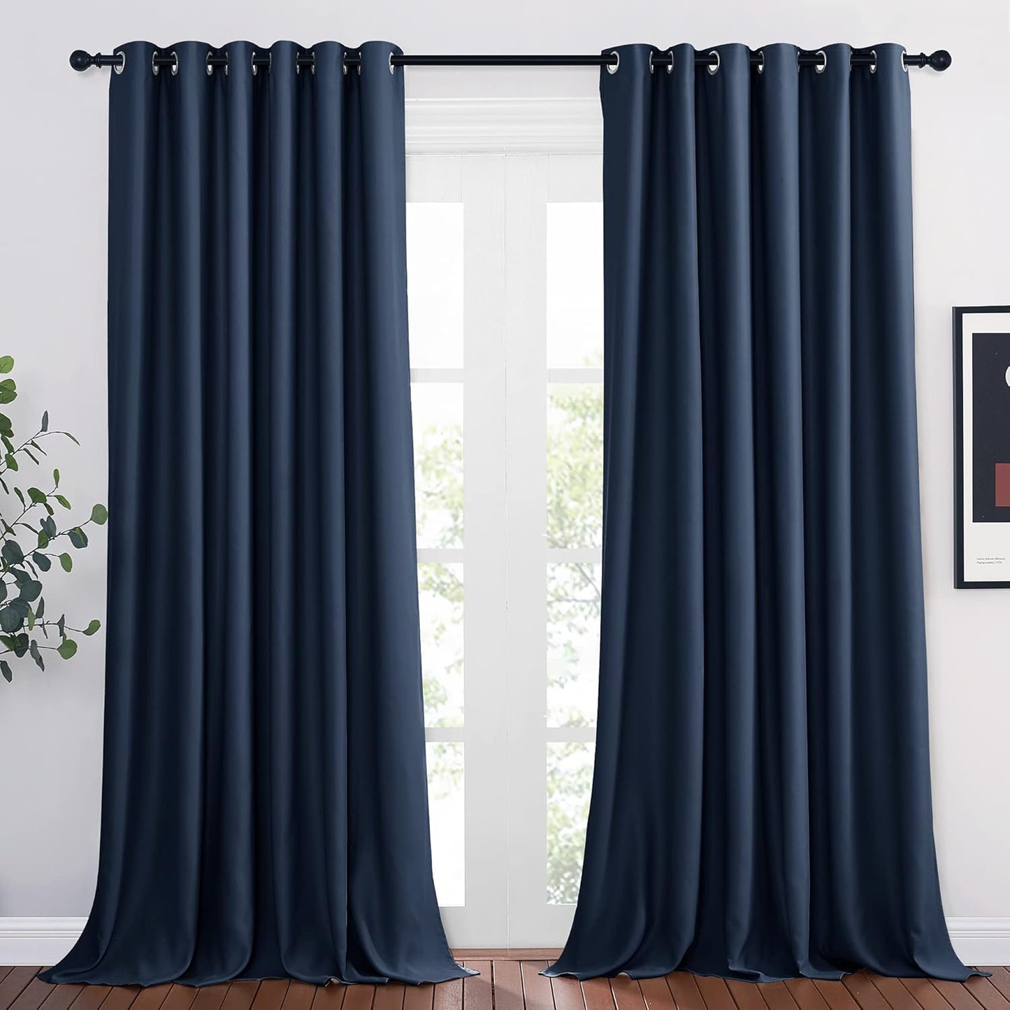 NICETOWN Living Room Window Curtain Drapes Extra Long & Wide - Bedroom Panels Grommet Top Window Treatment for Hall & Guest Room (W80 x L108, Navy, 2 Pieces)