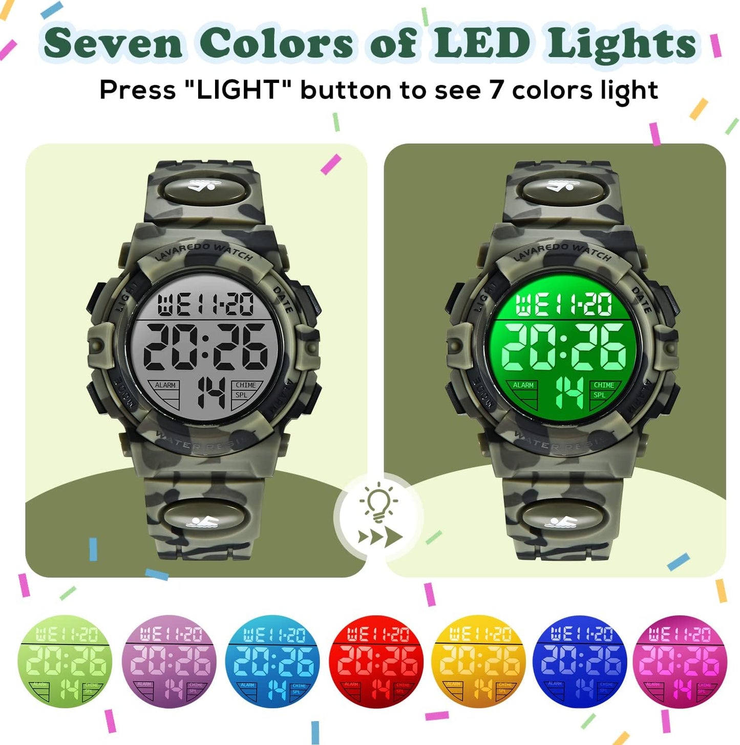 Kids Watch,Boys Watch for 3-15 Year Old Boys,Digital Sport Outdoor Multifunctional Chronograph LED 50 M Waterproof Alarm Calendar Analog Watch for Children with Silicone Band,Kids Gift