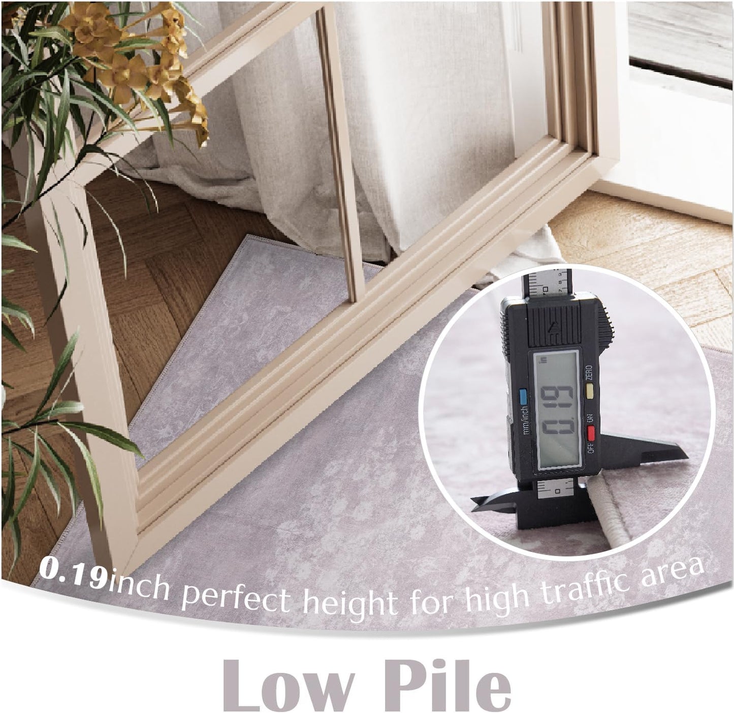 jinchan Vintage Floral Runner Rug 2x5 - Machine Washable Distressed Design Non-Slip Low-Pile Soft Thin Carpet for Hallway Kitchen Farmhouse Bedroom Entryway Laundry Room (2x5ft,Orchid)