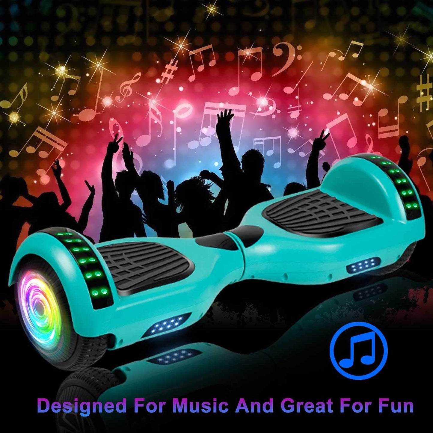 SISIGAD Scooters for Kids Ages 6-12, with Built-in Bluetooth Speaker and 6.5" Colorful Lights Wheels, Safety Certified Self Balancing Scooter Gift for Kids