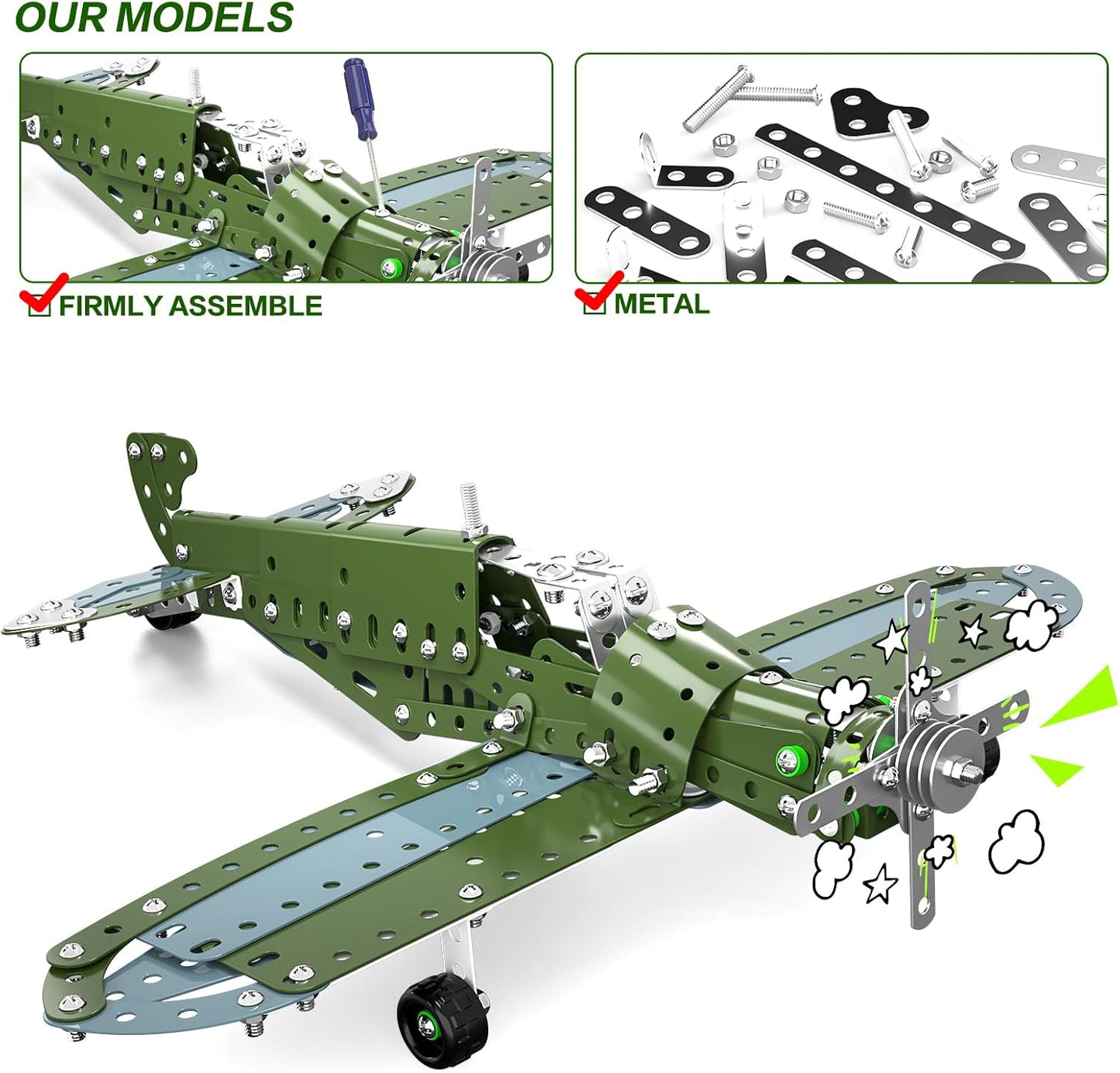 Lucky Doug Building Toys Model Airplane Set - DIY Building Stem Projects Toys for Kids Boys Ages 8-12, Assembly Science Toys for Model Fans