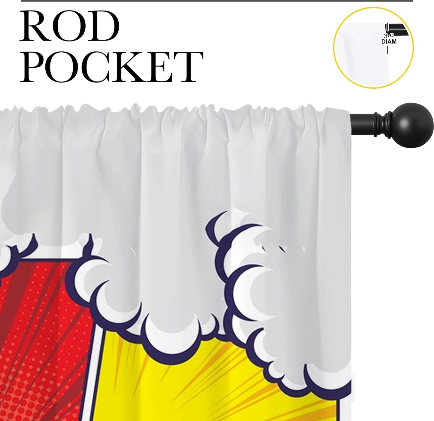City Rod Pocket Blackout Curtains for Boy Girl Bedroom, Pop Art Style New York Cityscape Thermal Insulated Home Window Drapes for Living Room Darkening, 72x63 inch