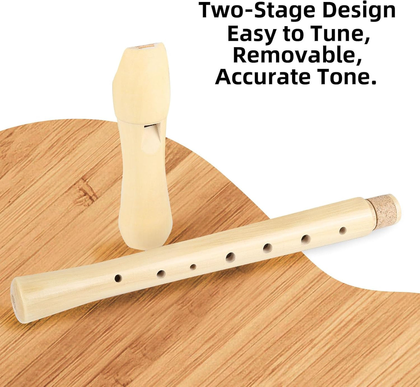 Mr.Power Maple Wooden Soprano Recorder, C Key German Style Fingering 8 Holes 2 Piece School-Approved Musical Instrument Pupil Student Educational (Wood Color)