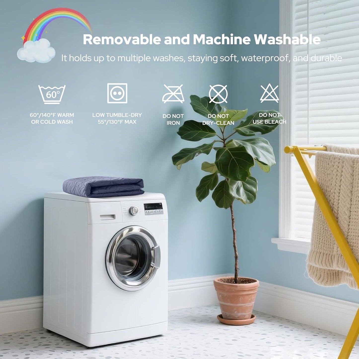 Waterproof Crib Mattress Protector 2 Pack, Soft and Breathable Crib Mattress Pad Cover, Noiseless Machine Washable Toddler Mattress Protector for Standard Baby Toddler Bed (52''x28'',Navy Blue)