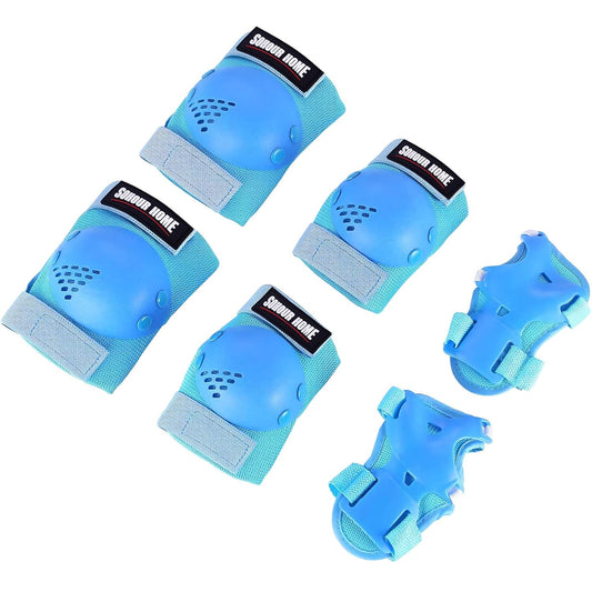 Youth/Kids Knee Pads Elbow Pads Wrist Guards Protective Gear Set 6 Pcs for 3-15 Years Child Roller Skates, Skateboard, Cycling, Inline Skating, BMX Bike, Balance Bike, Scooter Riding and Other Outdoor Sports