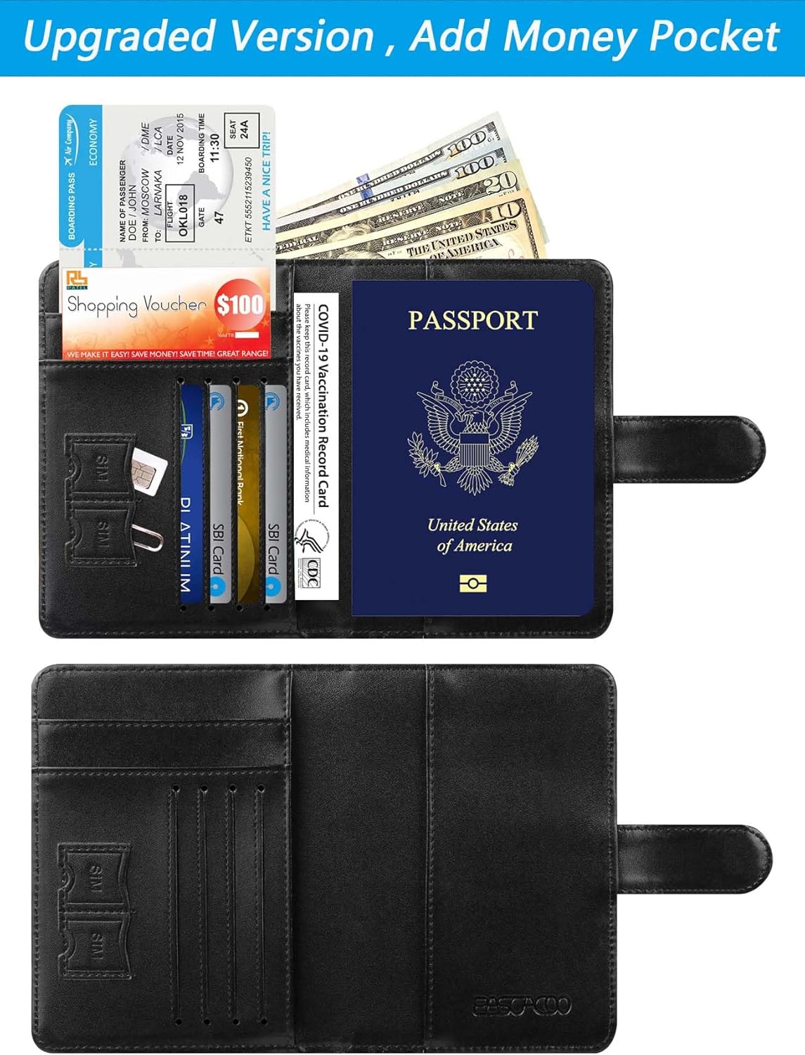 Passport Holder Cover Wallet RFID Blocking Leather Card Case Travel Accessories for Women Men (#Black)