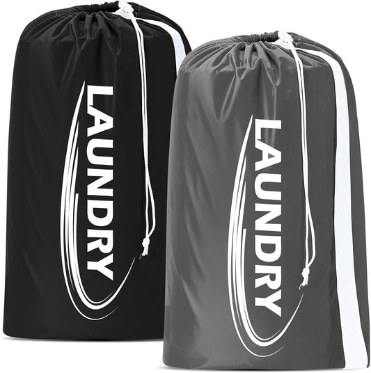Sylfairy 2 Pack XL Laundry Bag with Strap,Heavy Duty Travel Laundry Bag,Rip-Stop Dirty Clothes Shoulder Bag with Drawstring,Easy Fit a Laundry Hamper or Basket Travel Essentials