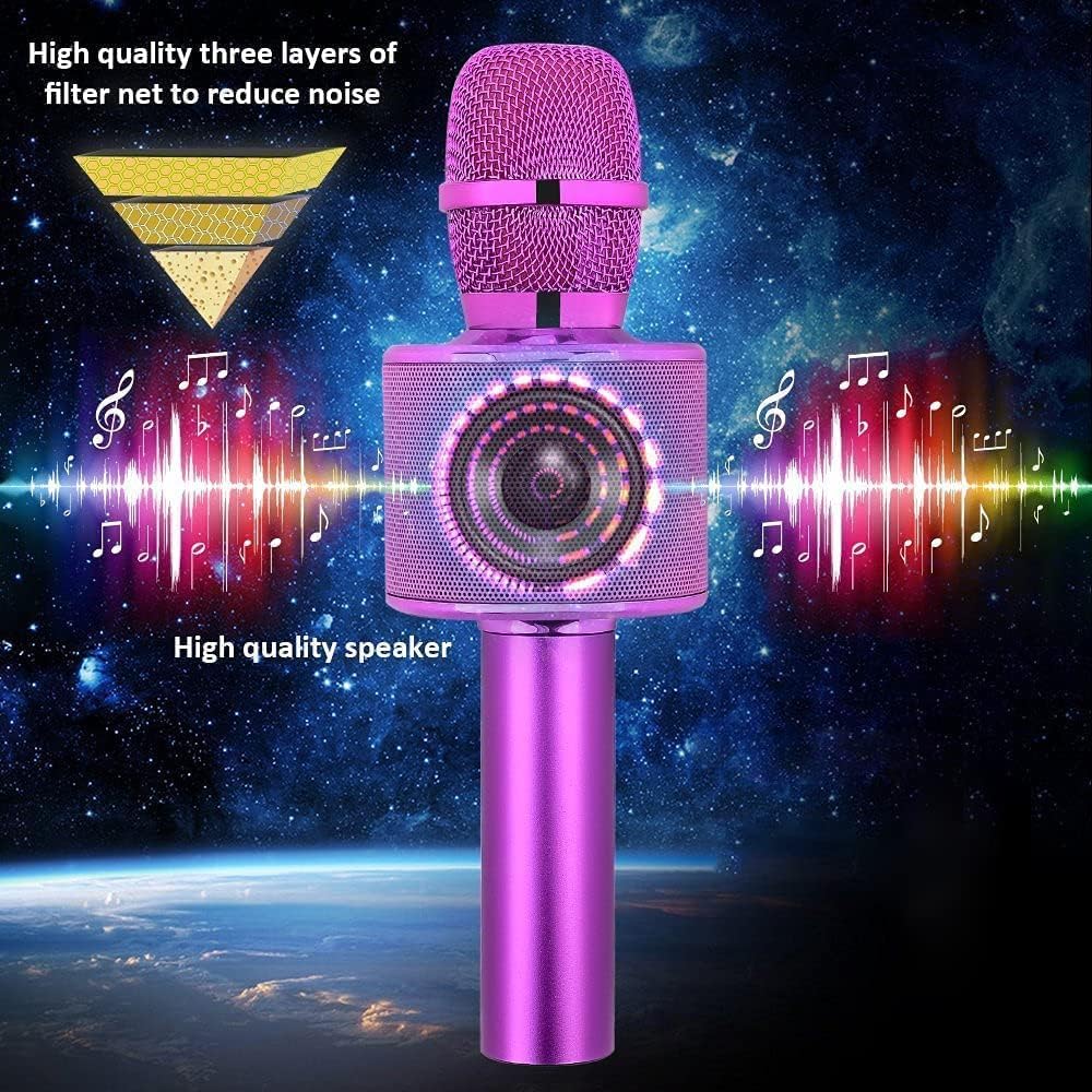 BONAOK Wireless Bluetooth Karaoke Microphone,3-in-1 Portable Handheld Karaoke Mic Speaker Machine Birthday Home Party for PC or All Smartphone (Q37 Purple)