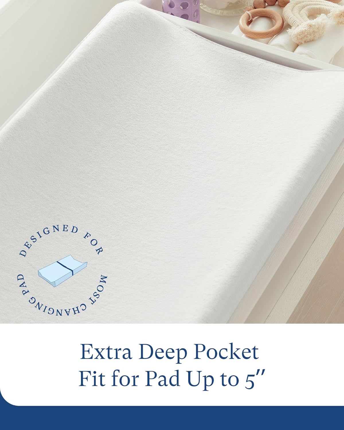 Supersoft Diaper Changing Pad Covers, 2-Pack Premium Bamboo Viscose Change Table Pad Covers for Baby Girls and Boys, Hypoallergenic Stretchy Changing Table Cover Sheets