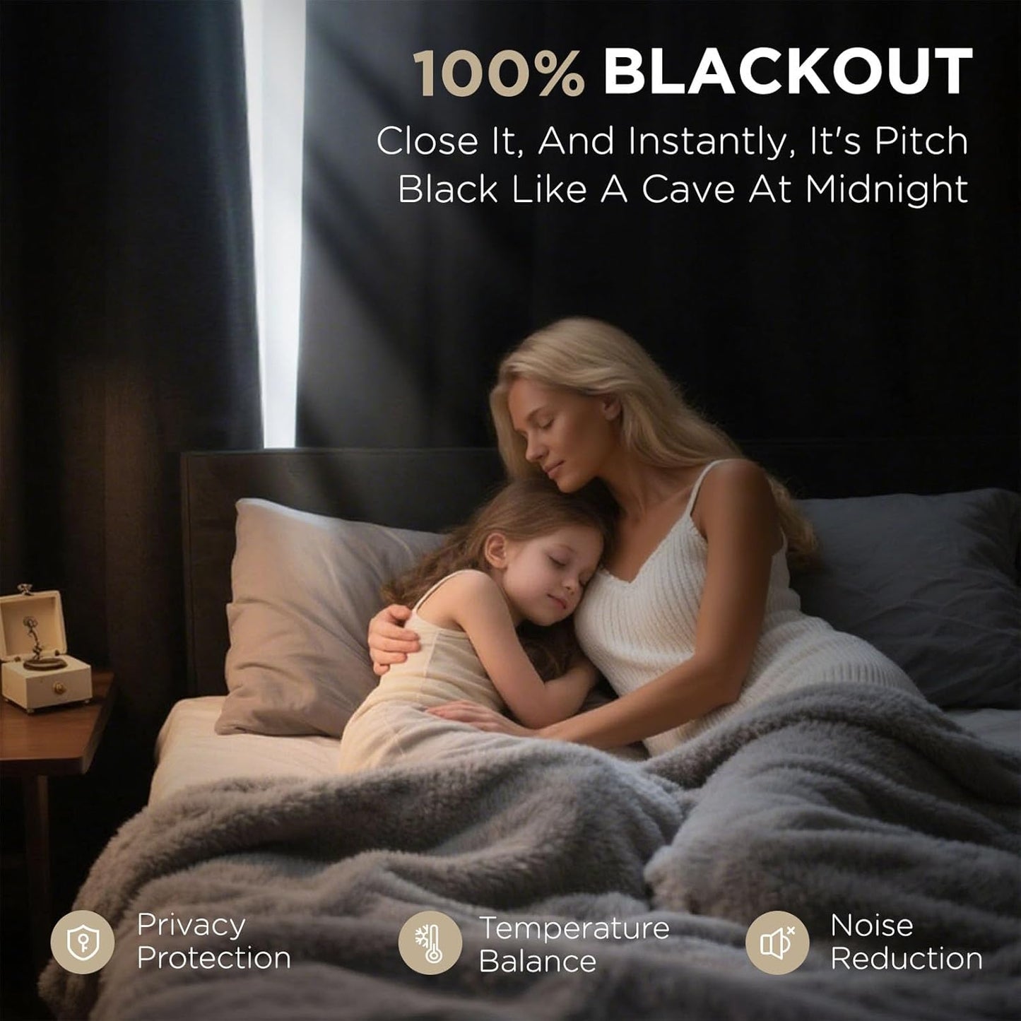 Joydeco Blackout Curtains 84 Inches Long 2 Panels Burg, Room Darkening Curtains for Bedroom, 100% Black Out Textured Thermal Drapes Privacy Protection 2 Panels Set(W52 x L84 Inch, Grey)