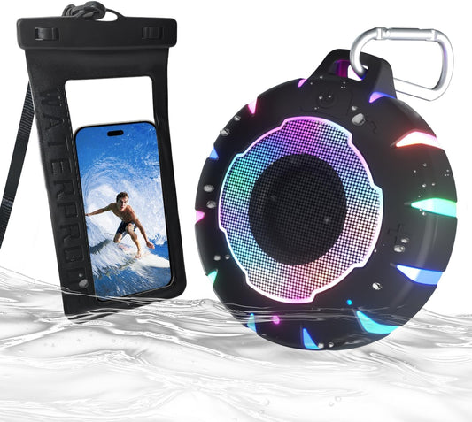 HEYSONG Bluetooth Shower Speaker + Waterproof Phone Pouch – Rugged & Ready for Any Wet Adventure