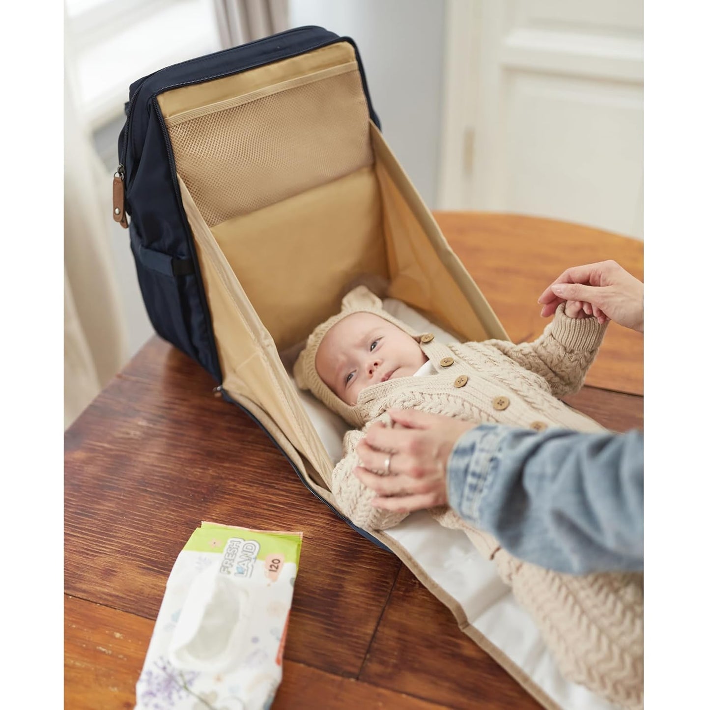 Diaper Bag Backpack, Multifunction Diaper Bag with Changing Station, Stylish Baby Bags, Large Unisex Diaper Backpack for Mom and Dad, Baby Registry Search, Portable Changing Pad – Navy Blue