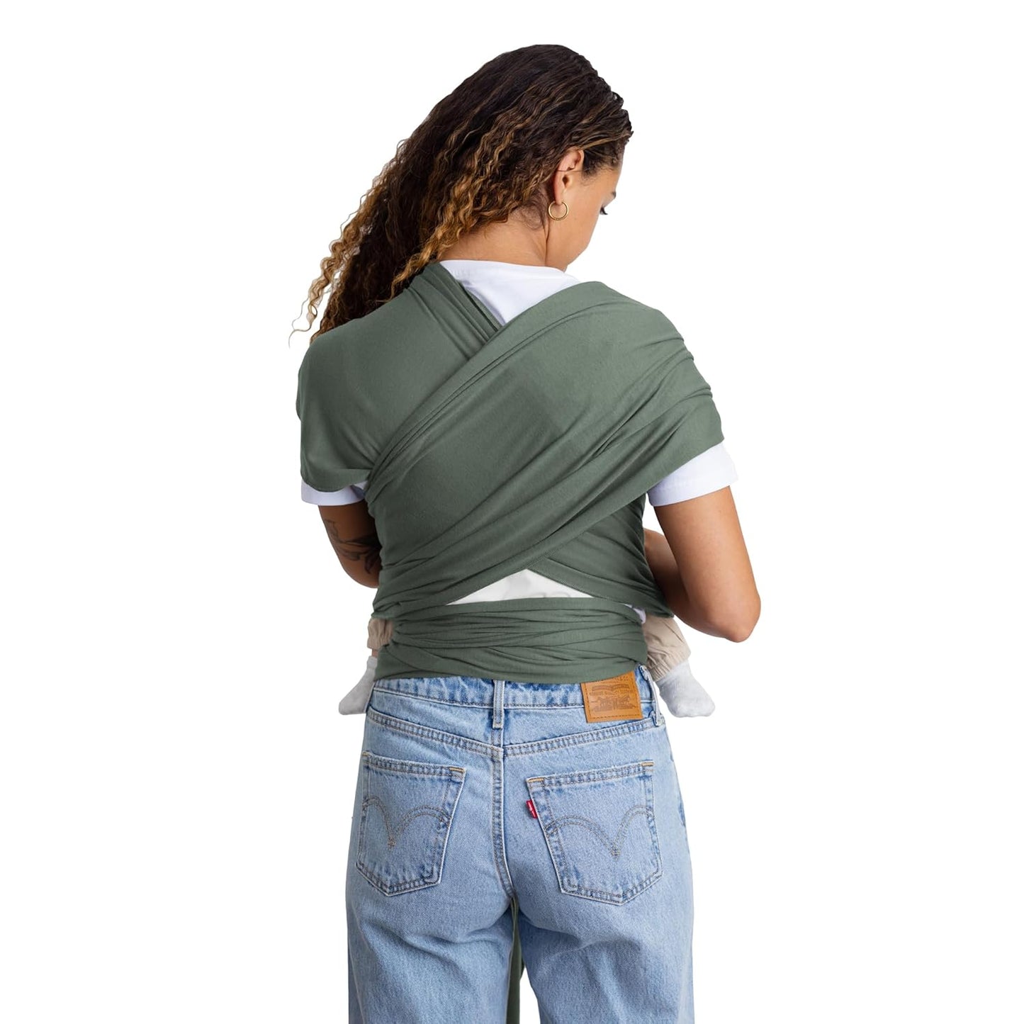 Moby Basics Baby Wrap Carrier for Newborns to Toddlers (8-33lbs), Infant Sling Carrier, Lightweight & Hands Free Design, Adjustable for All Body Types (Spring Basil)