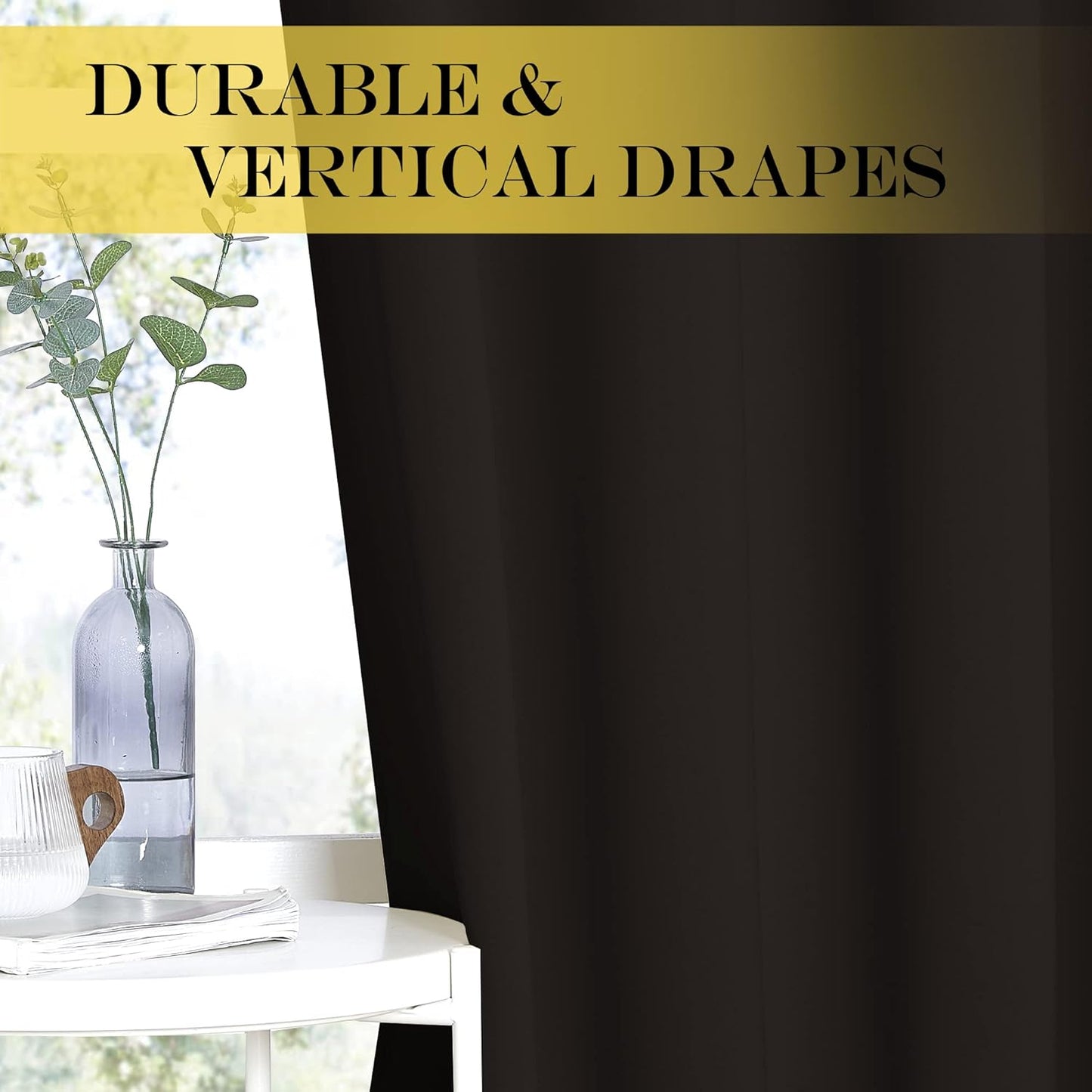 NICETOWN Patio Blackout Curtain Panels - Thermal Insulated Grommet Blackout Drapes Light Blinds Room Darkening Window Treatments for Villa/Cottage (2 Panels, W80 x L95, Toffee Brown)