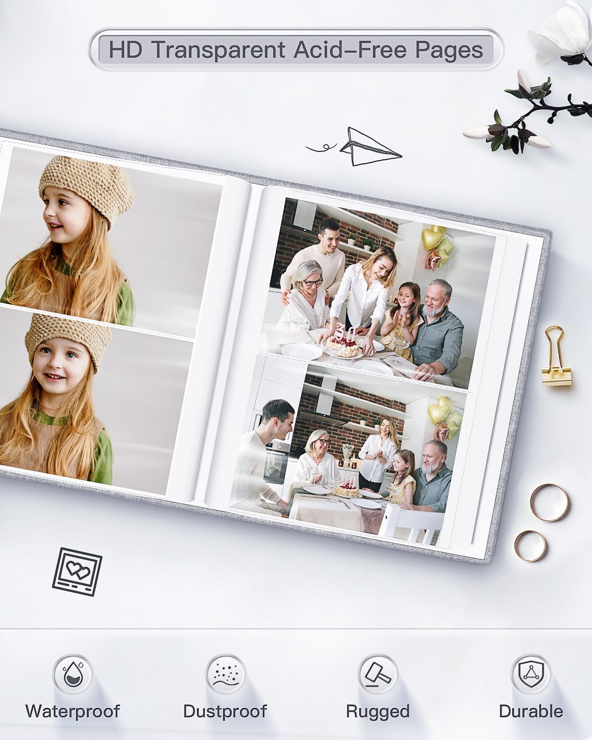 popotop Photo Album 4x6-200 Photos Photo Books with 200 Horizontal Pockets,Linen Cover Albums for Family Wedding Anniversary Baby Vacation Pictures