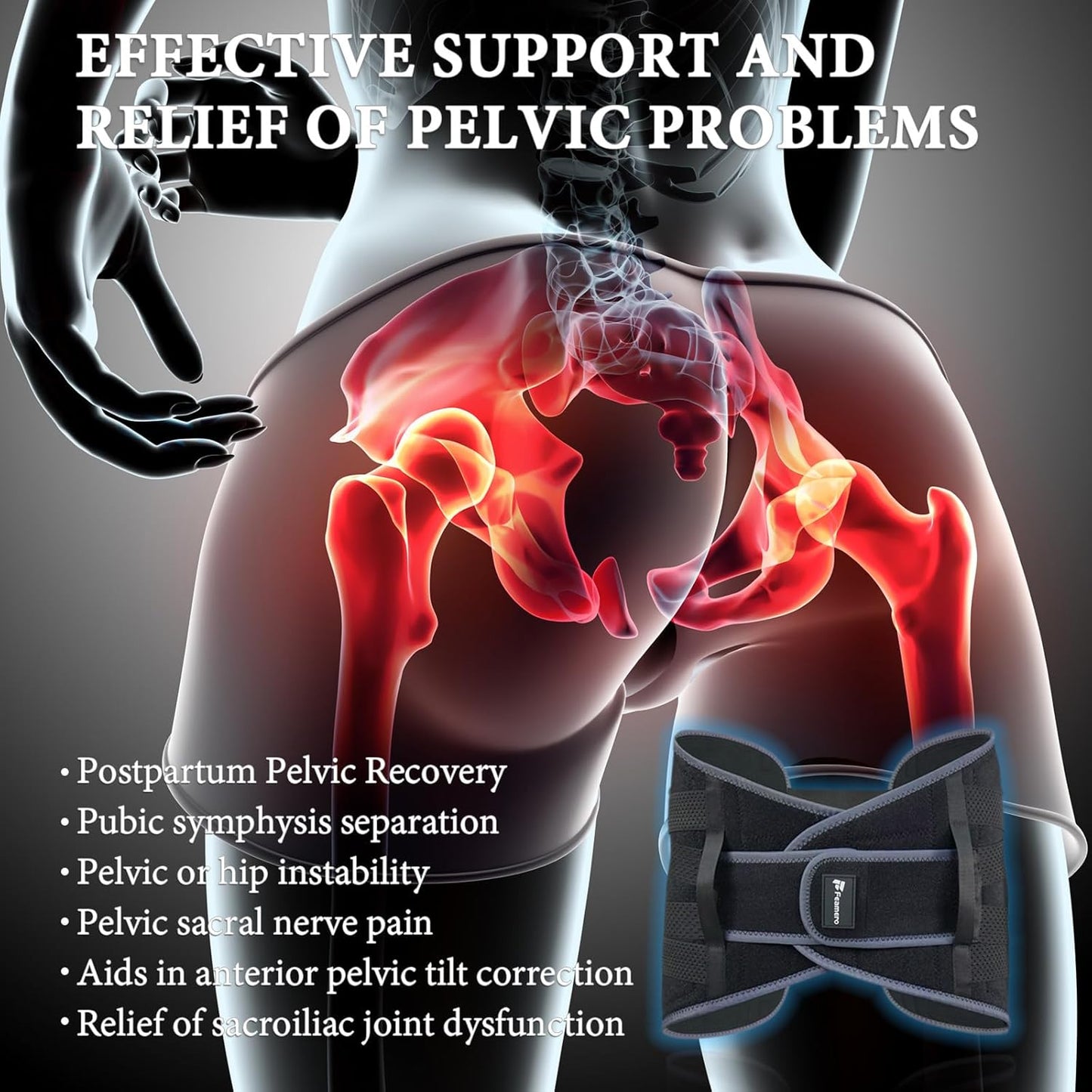 Inflatable Pelvic Support Belt for Women and Men, Adjustable Pressure SI Joint Brace for Postpartum Recovery, Pelvic Tilt Correction, Hip & Pubic Symphysis Pain Relief (S)