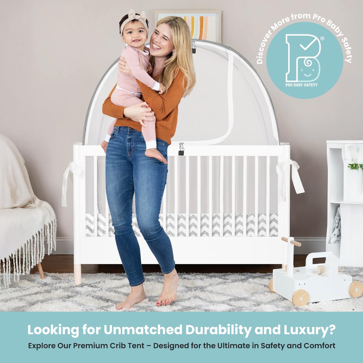 Breathable Mesh Crib Tent to Keep Baby from Climbing Out, Crib Net Canopy with Auto-Lock Zipper and Safety Latch, Crib Net to Keep Baby in, Crib Cover for Safety (Mosquiteros para Cunas de Bebes)