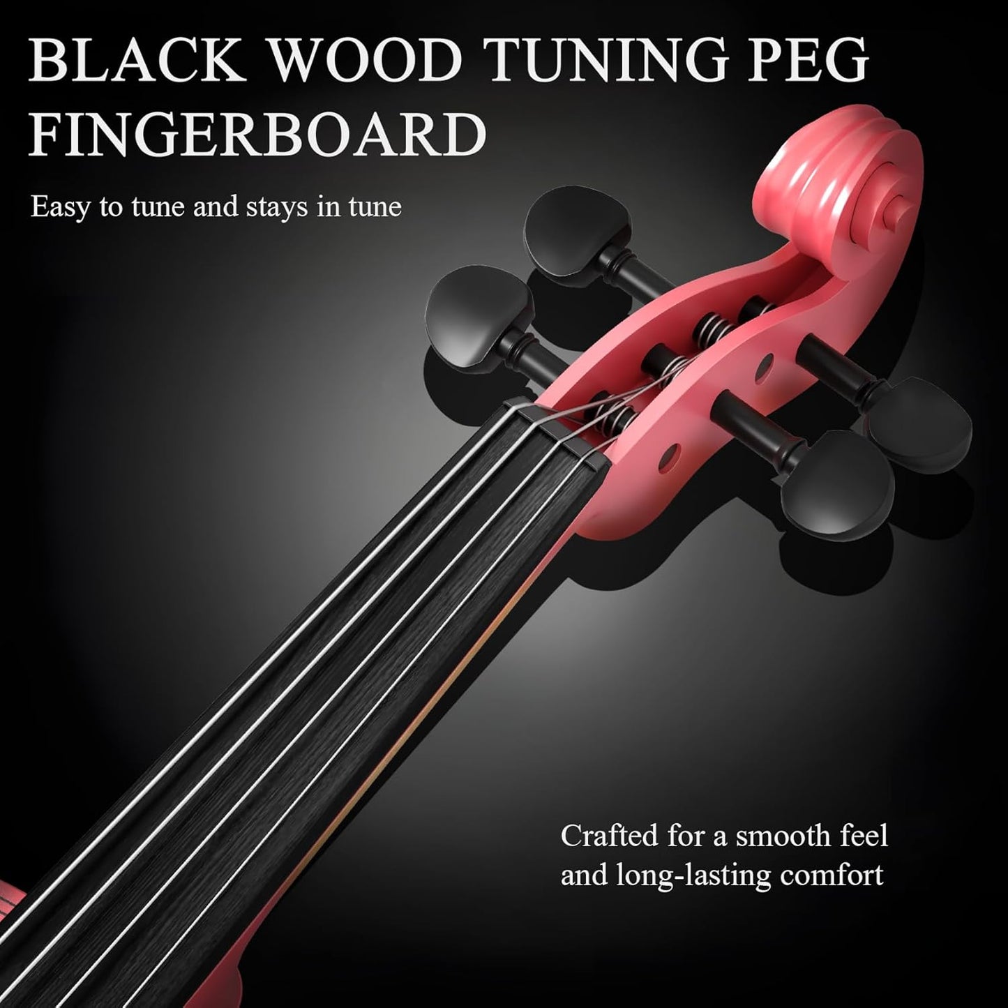1/8 Beginner Violin Kit, Complete Violin Set with Case, Bow, Rosin,Pink