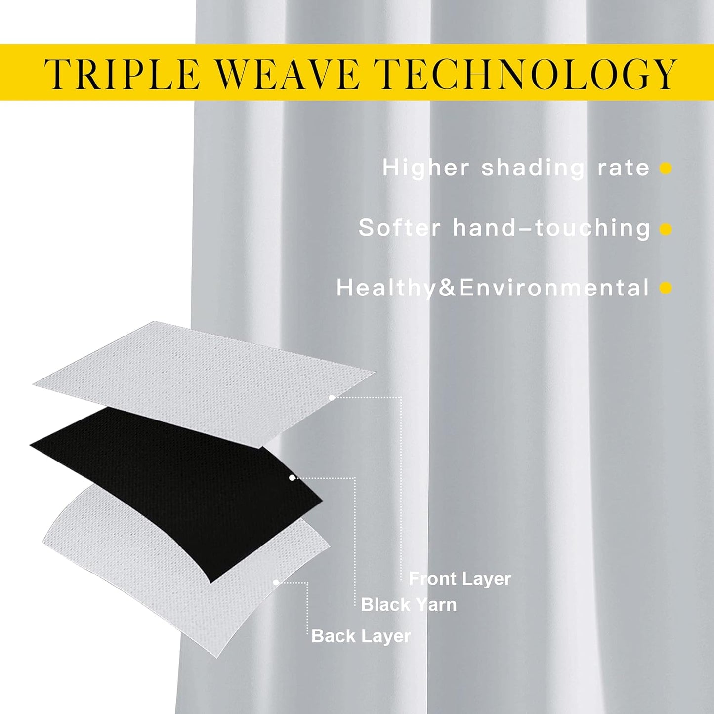 NICETOWN Room Darkening Curtains for Living Room - Easy Care Solid Thermal Insulated Silver Grommet Light Blocking for Bedroom (2 Panels, 46 by 63, Greyish White)