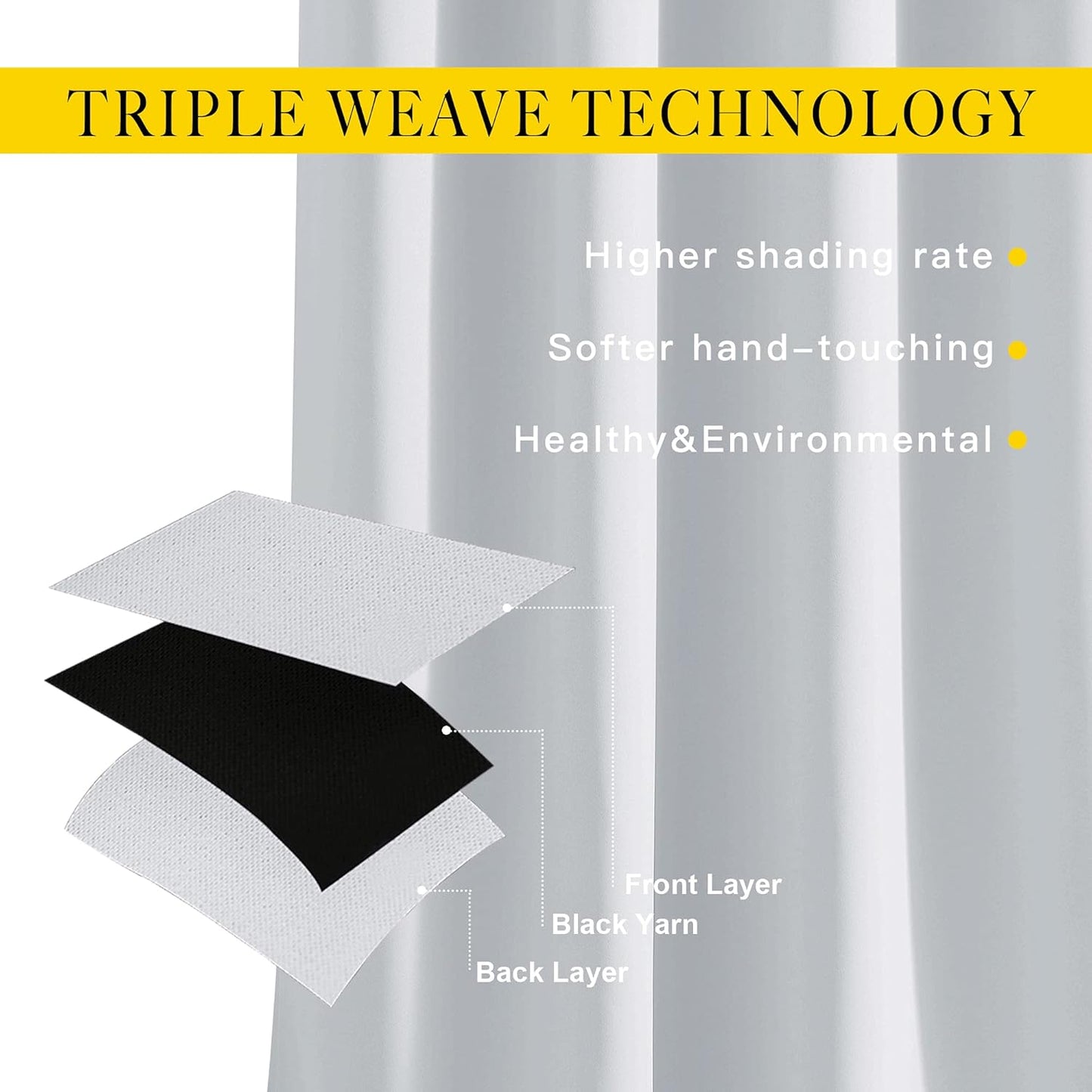 NICETOWN Room Darkening Curtains for Nursery, Grommet Thermal Insulated Light Blocking Window Treatments Sound Reducing for Bedroom, W37 x L72, 2 Panels, Greyish White