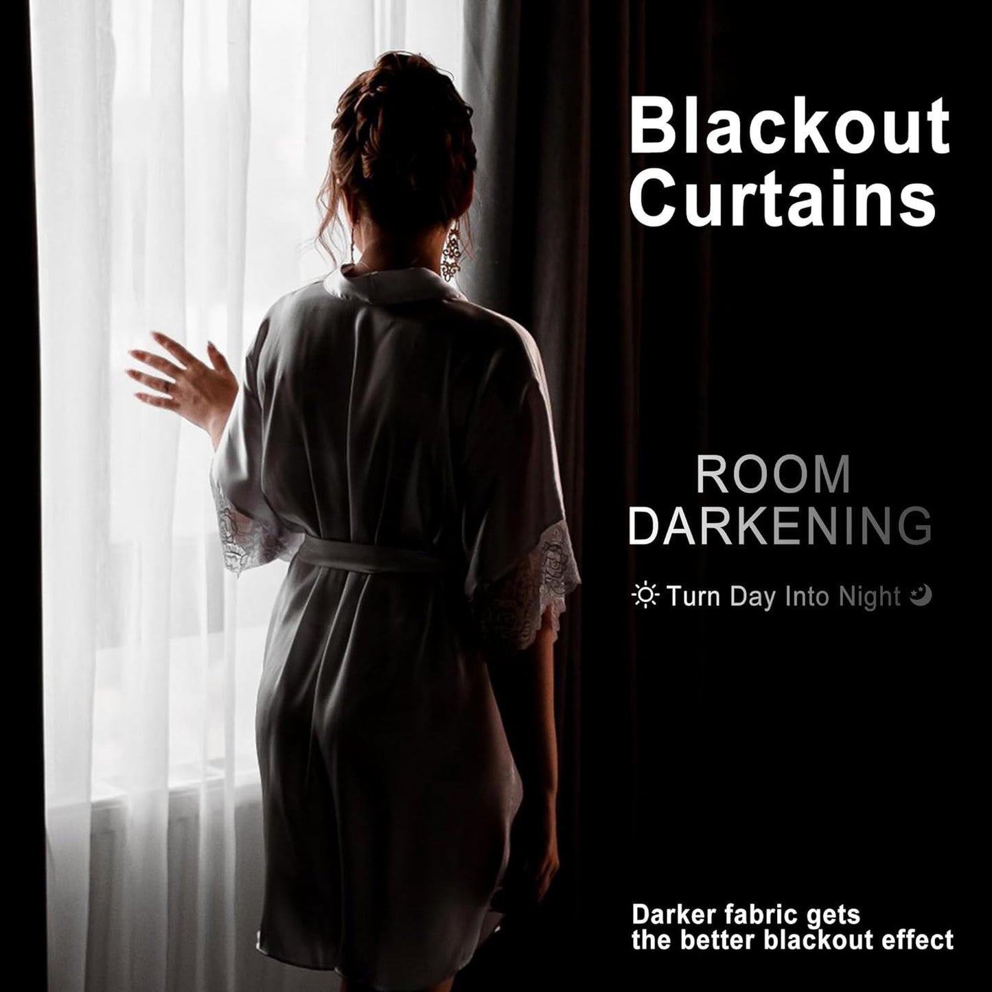 XWZO Blackout Curtains for Bedroom 63 inch Length Room Darkening Thermal Insulated Rod Pocket Curtains for Living Room with Tiebacks,White,W42 x L63,Set of 2