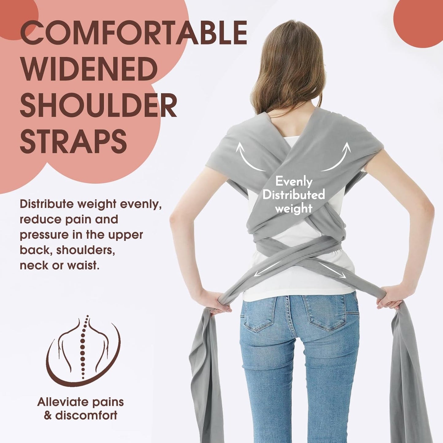 Acrabros Baby Wrap Carrier,Hands Free Baby Carrier Sling,Lightweight,Breathable,Softness,Perfect for Newborn Infants and Babies Shower Gift,Grey