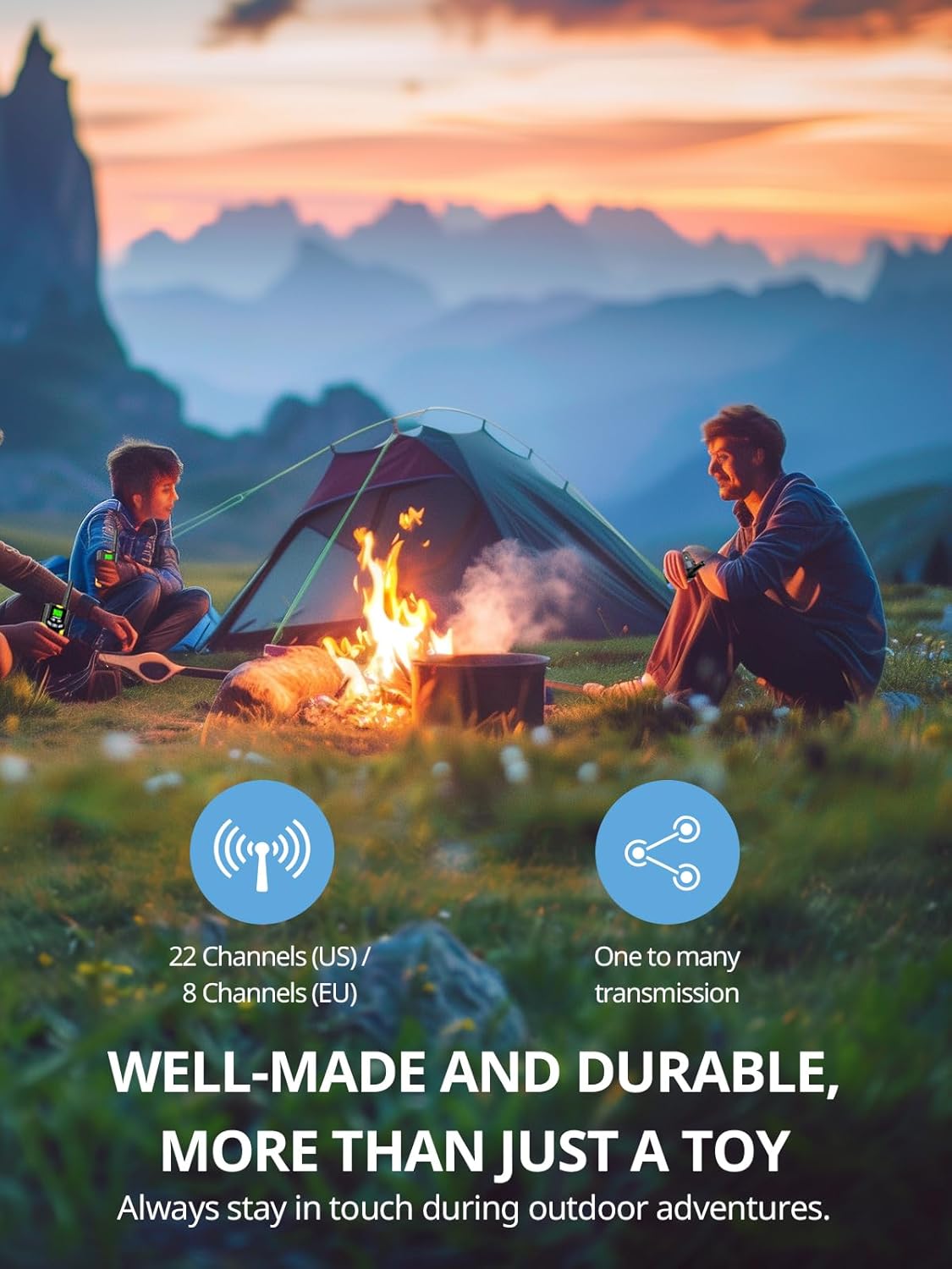 Walkie Talkies for Kids Rechargeable,Toys for Boys and Girls Ages 3-12, 2 Pack Long Range 2-Way Radios, Birthday Gifts,Christmas Stockings, Outdoor Play, Family Games, Hiking Camping Gear