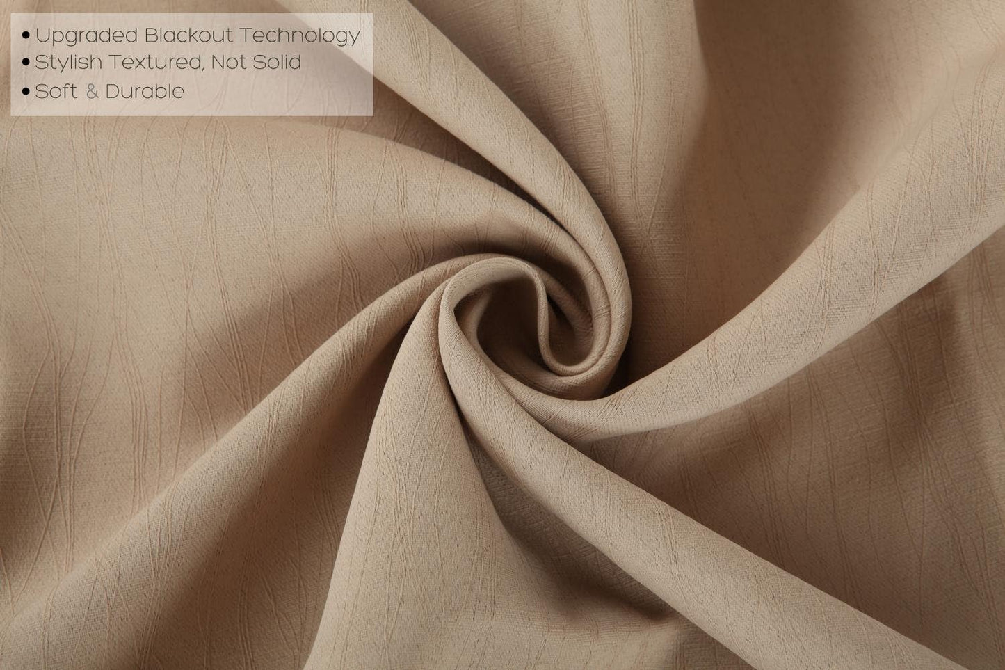 MIUCO Blackout Curtains Room Darkening Curtains Textured Grommet Window Curtains for Bedroom 2 Panels 52x63 Inch Long Taupe