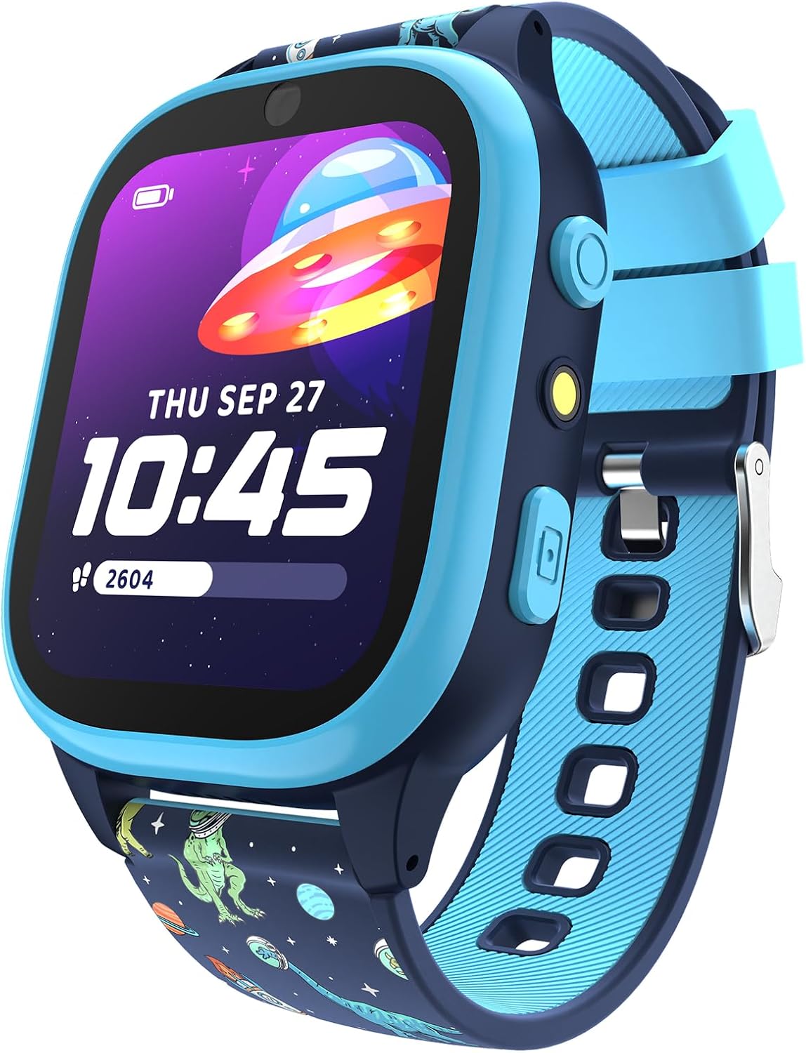 PlayZoom 4 Kids Smartwatch, Educational Tech Toy – 25+ Games, Selfie Camera, Audiobooks, Step Tracker, Water‑Resistant, Parental Controls, Long Battery, Ages 4‑12, Navy Dinosaurs