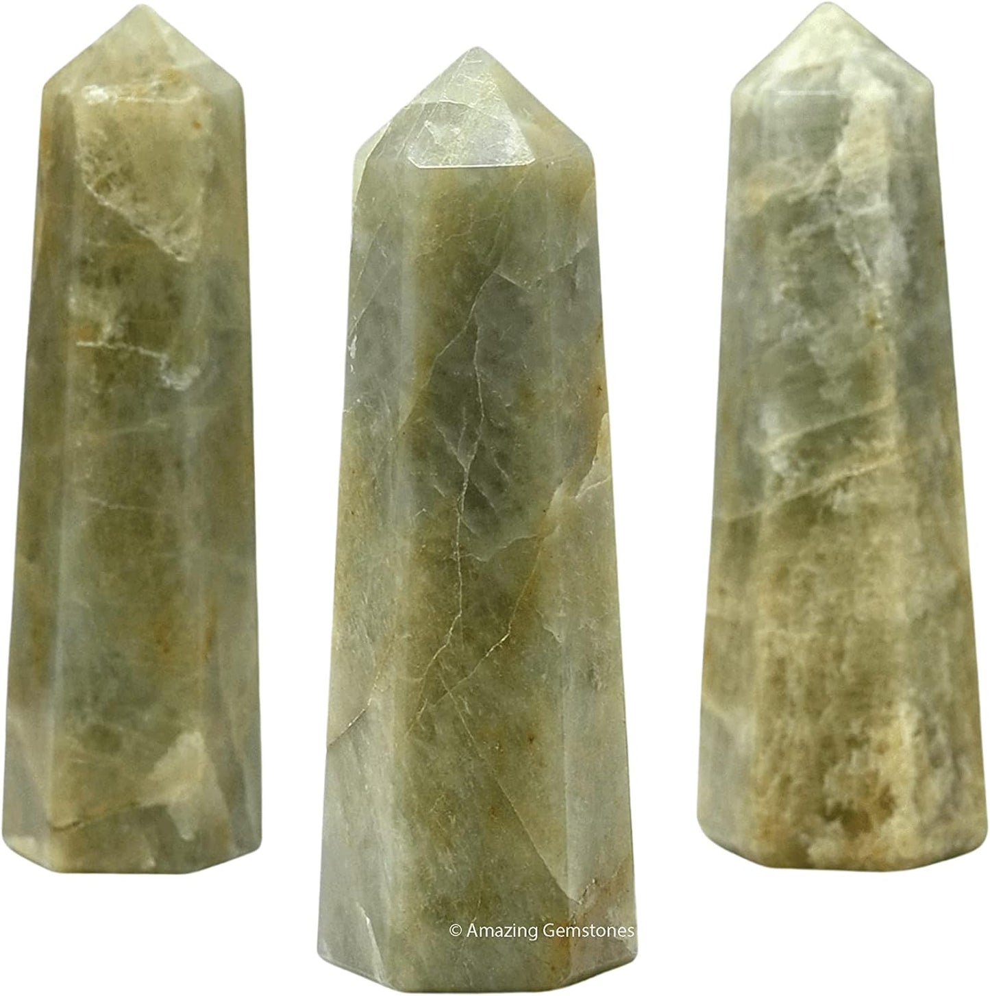 Amazing Gemstone Yellow Aquamarine Crystal Towers - Natural Healing Crystal Point Obelisk for Reiki Healing and Crystal Grid (2" to 3" Inch)