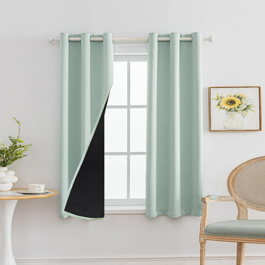Anytime 100% Blackout Curtain Set, Thermal Insulated & Energy Efficiency Window Draperies for Guest Room, Full Shading Panels for Shift Worker and Light Sleepers（Light Blue, 2 Panels, 42W x 45L）