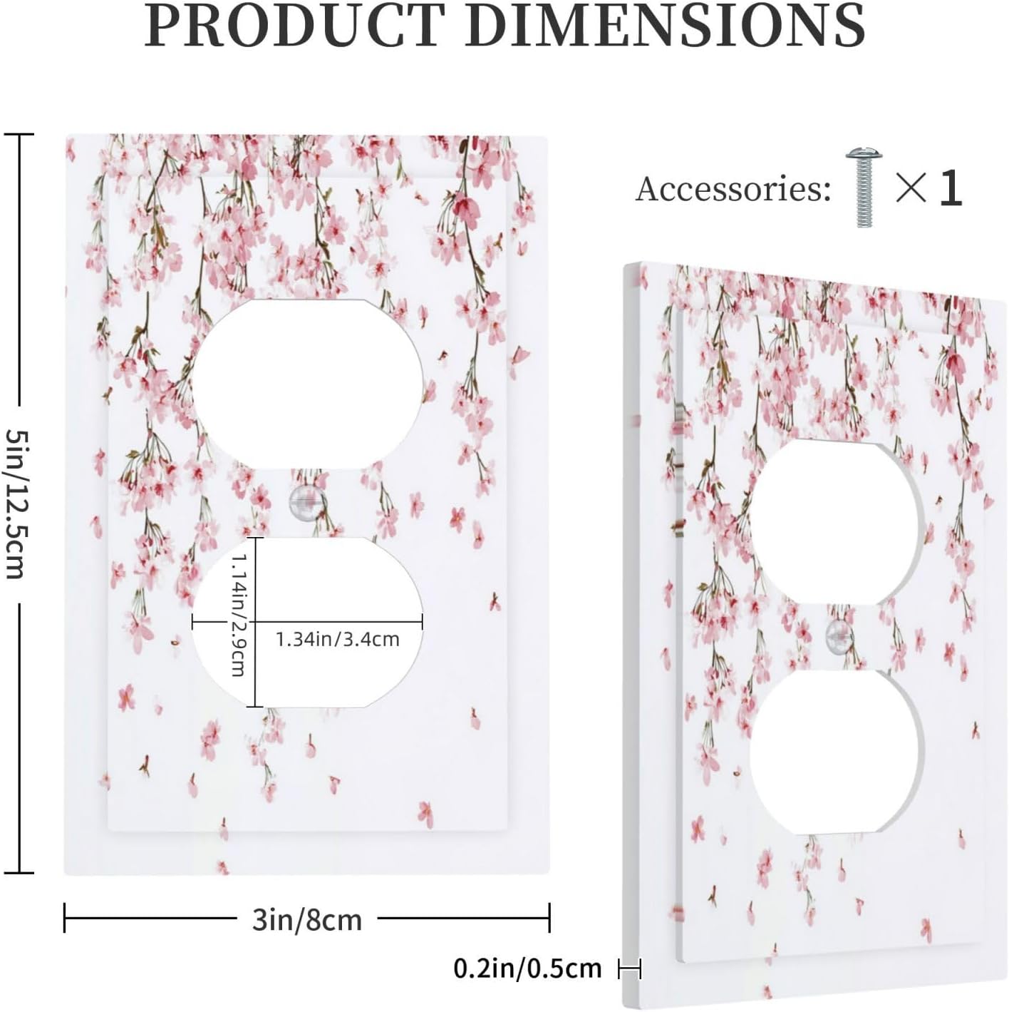 Outlet Covers Sakura Plant Floral Pink Flowers 1 Gang Duplex Light Switch Cover Decorative Switch Plates Electrical Receptacle Faceplate Wall Plate For Bed Room Living Room Decor