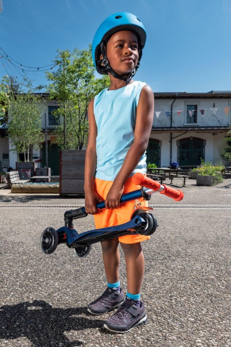 Micro Kickboard - Maxi Deluxe Foldable LED - Three Wheeled, Lean-to-Steer, Fold-to-Carry Swiss-Designed Micro Scooter for Kids with Motion-Activated Light-Up Wheels for Ages 5-12