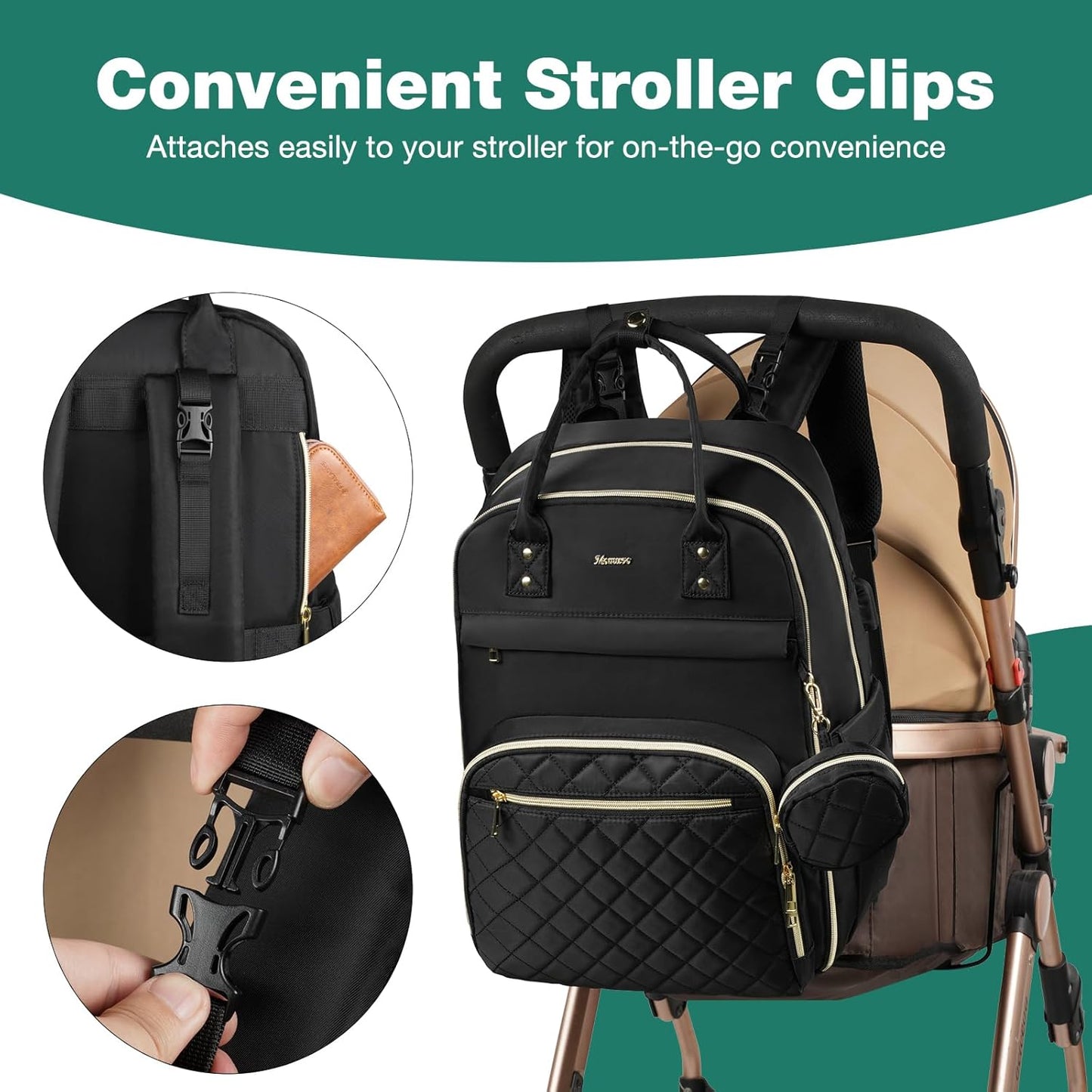 MOMUVO Diaper Backpack for Women Large Capacity with Insulated Pockets Diaper Bags For Baby Girl Boy Waterproof Baby Bags