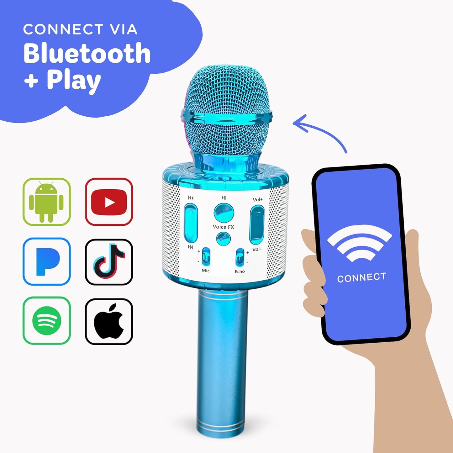 Move2Play, Kids Karaoke Microphone | Includes Pre-Loaded Songs & Bluetooth | Kids Birthday Party Gift | Toy for All Ages 2, 3, 4, 5, 6+ Year Old Girls, Boys & Toddlers
