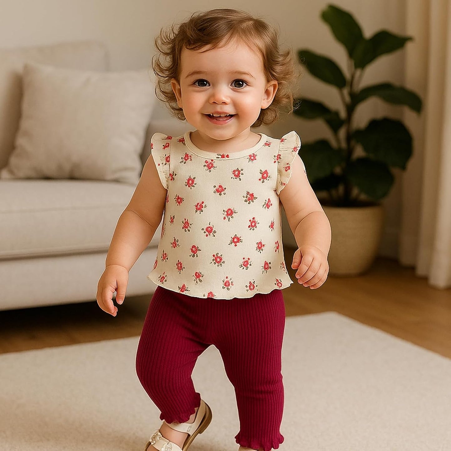 SOBOWO Baby Girl Leggings Pants Toddler Girls Solid Ribbed Pants 3 Pack Ruffle Bottoms Trouser Fall Winter Clothes 9M-3T