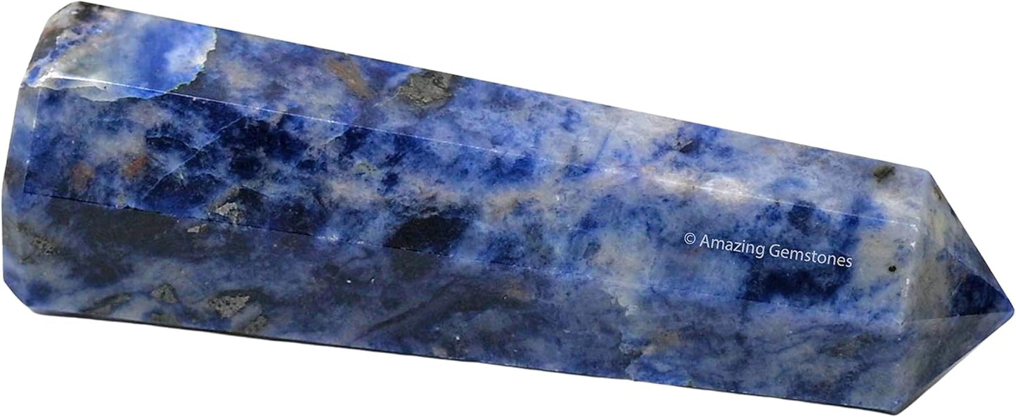 Amazing Gemstone Sodalite Crystal Towers - Natural Healing Crystal Point Obelisk for Reiki Healing and Crystal Grid (3 Inch)
