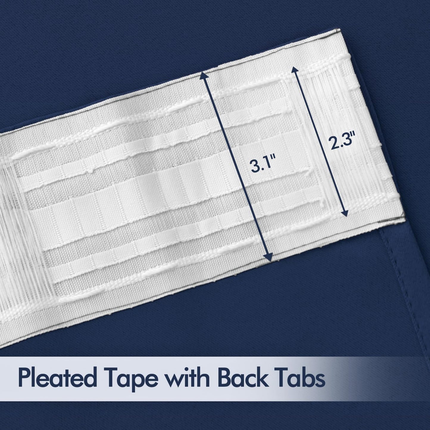 MIULEE Navy Blue Back Tab Blackout Curtains 84 Inch Length 2 Panels Set for Living Room Bedroom Privacy, Rod Pocket/Pinch Pleat Thermal Insulated Room Darkening Pleated Light Blocking Drapes