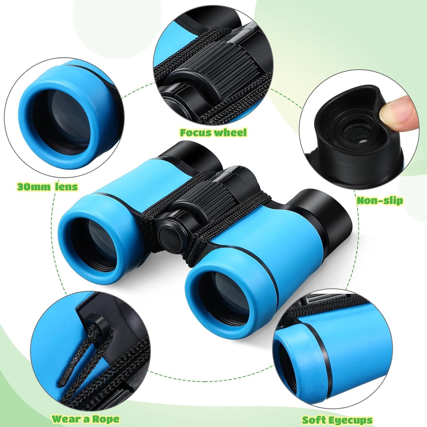 6 Pack Kids Binoculars Shock Proof Toy Binoculars Set for Age 6 Years Boys Girls Hunting Folding Small Telescope Birthday Gifts Bird Watching Educational Learning Camping Outdoor (Fresh Colors)