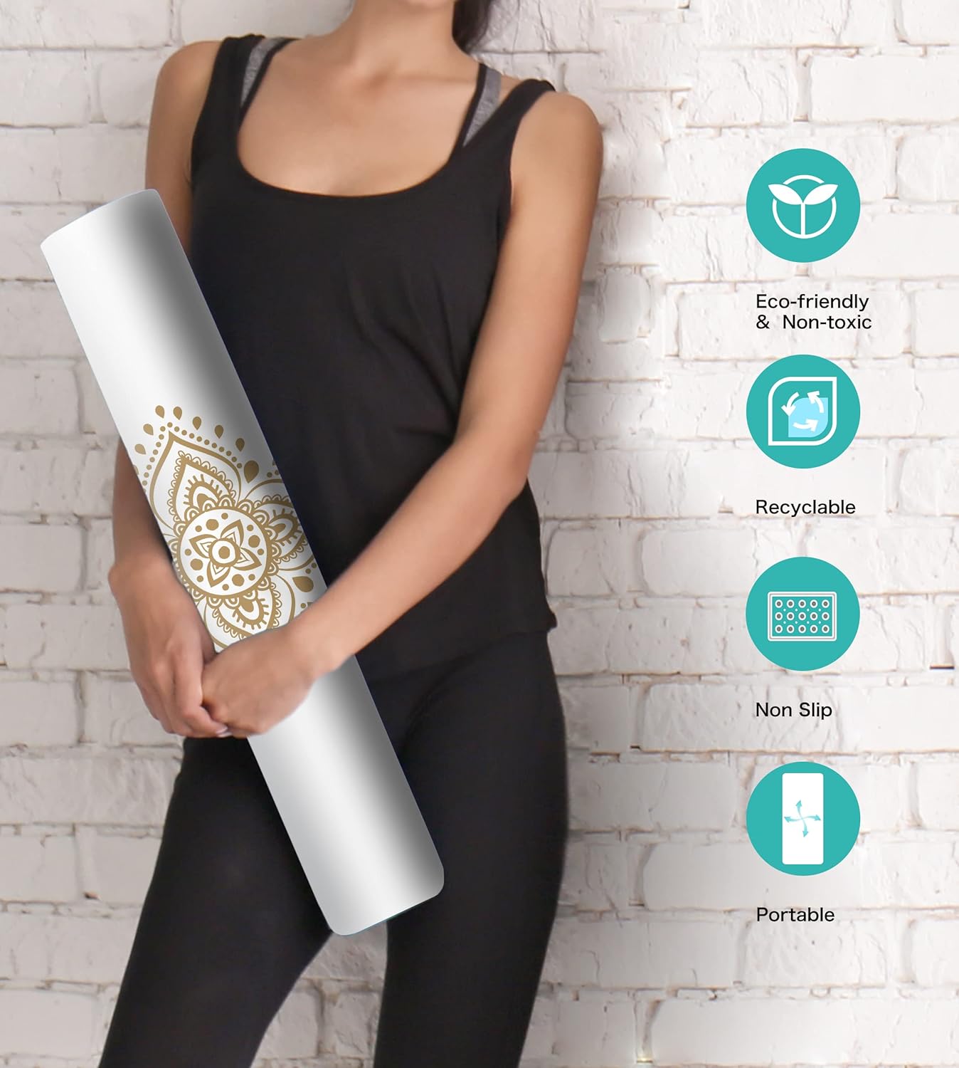 Non Slip Yoga Mat TPE Workout Mat for Men Women, Thick Workout Mat with Carrying Strap, Fitness Mats for Exercise, Yoga, Fitness, Pilates, Floor Workouts (72" x 24" x 6mm)