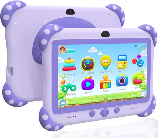 Kids Tablet 7 inch Toddler Tablet for Kids WiFi Tablets 32G Android Dual Camera Parental Control with Kids app Pre-Installed YouTube Netflix (Purple)