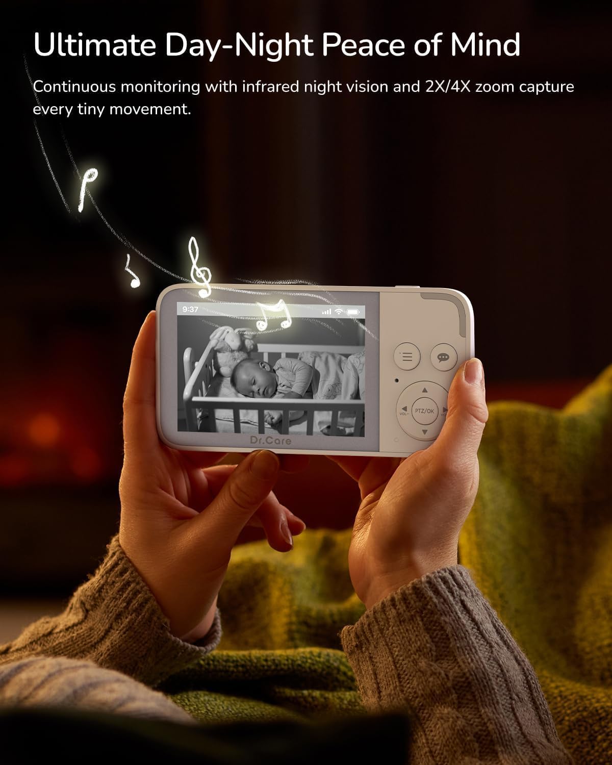 NeoView Video Baby Monitor with 2 Cameras-3.5” Screen, 2-Way Audio, Video Loop Recording, Night Vision, Real-Time/VOX Monitoring, Temperature Sensor, Lullabies, No Wi-Fi(Supports Up to 128GB)