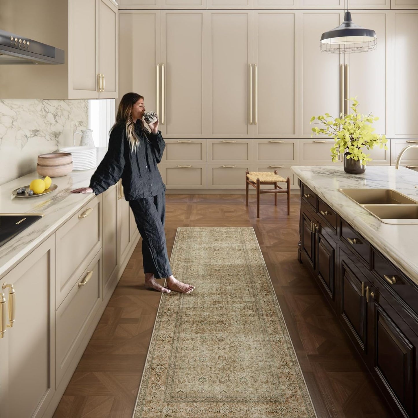 Washable Runners for Hallways Kitchen Rug: 2'x10' Runner Rugs Stain Resistant Non Slip Low Pile Soft Carpet Runners for Hallways Bedroom Kitchen Entryway Indoor Beside Bathroom Laundry Room