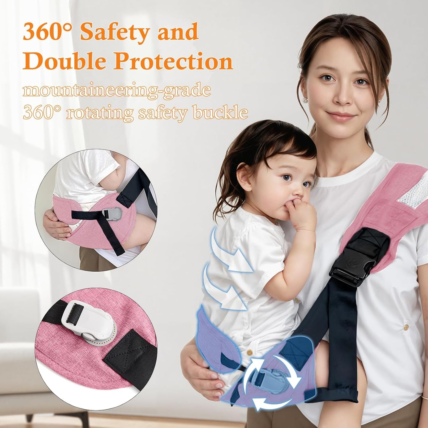 Baby Carrier Newborn to Toddler-Adjustable Baby Sling Carrier,Toddler Carrier for 25-60lbs,Comfortable Toddler Sling for Hands-Free Carrying (Pink)