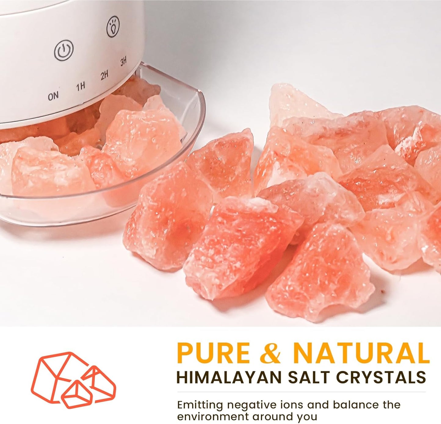 Ultrasonic Essential Oil Diffuser with Himalayan Salt Rock,Flame Oil Diffuser with 2 Color Light,Small Aromatherapy Oil Diffuser with Auto Off Function for Home, Office,Spa,100ML