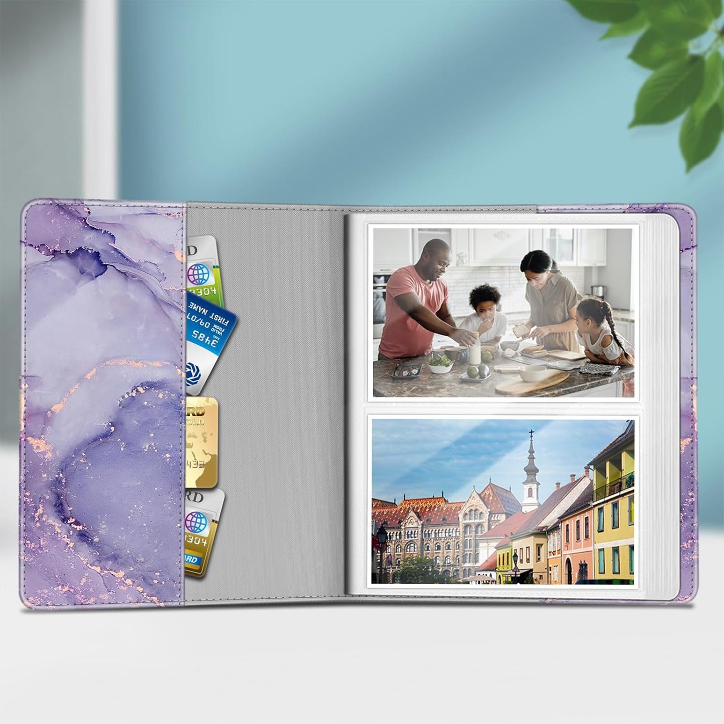 Fintie Photo Album for 4x6 Photos - 112 Pockets Vegan Leather Cover Memory Albums Book for Birthday Family Anniversary Vacation Pictures, Lilac Marble