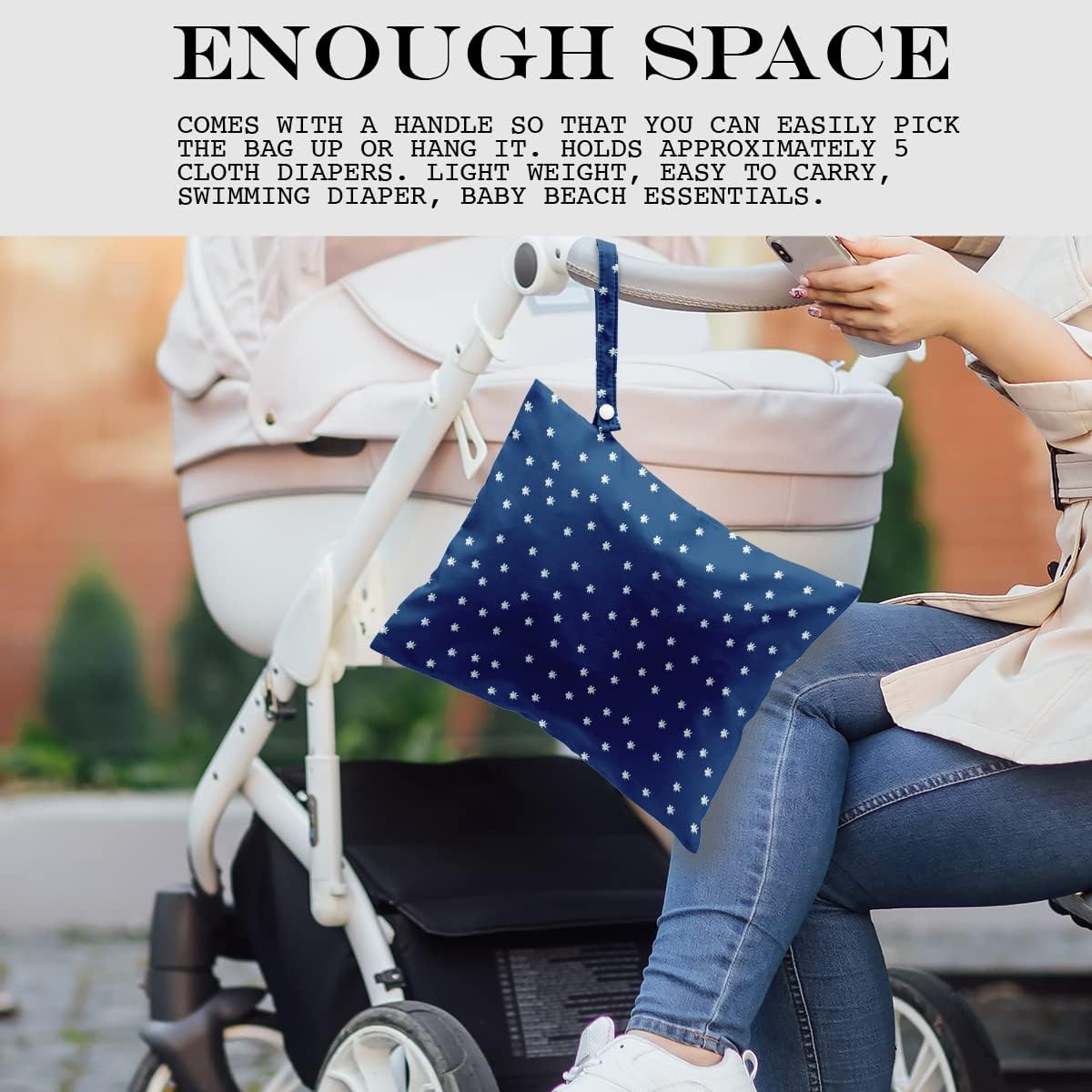 Wet Bag, Wet Dry Bag, Wet Bag for Swimsuit, Travel, Beach, Pool, Diapers, Dirty Yoga Gym Clothes, Makeup Bag, Waterproof Reusable Beach Bag Ocean Decor Starfish Sea Horse Anchor